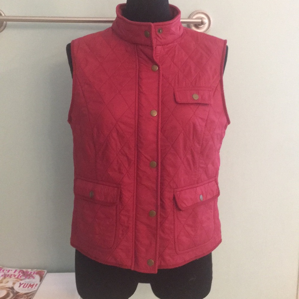 Talbots Quilted Large Petite Red Vest